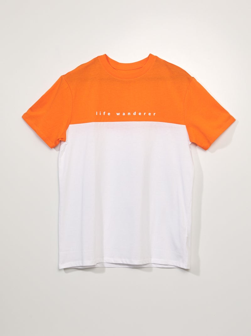 T-shirt em jersey bicolor LARANJA - Kiabi