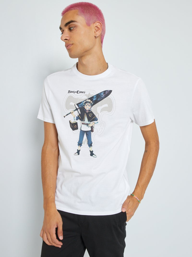 T-shirt em jersey 'Black Clover' Branco - Kiabi