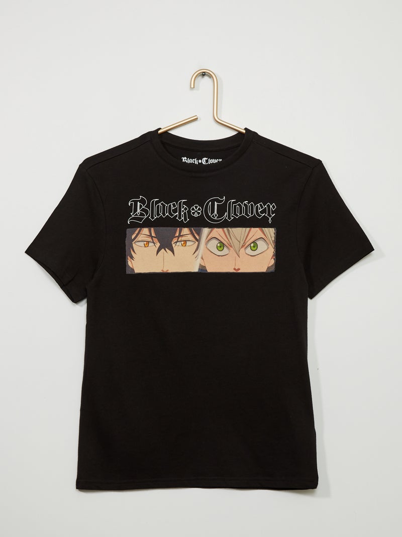T-shirt em jersey 'Black Clover' Preto - Kiabi