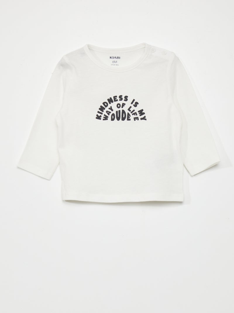 T-shirt em jersey BRANCO - Kiabi