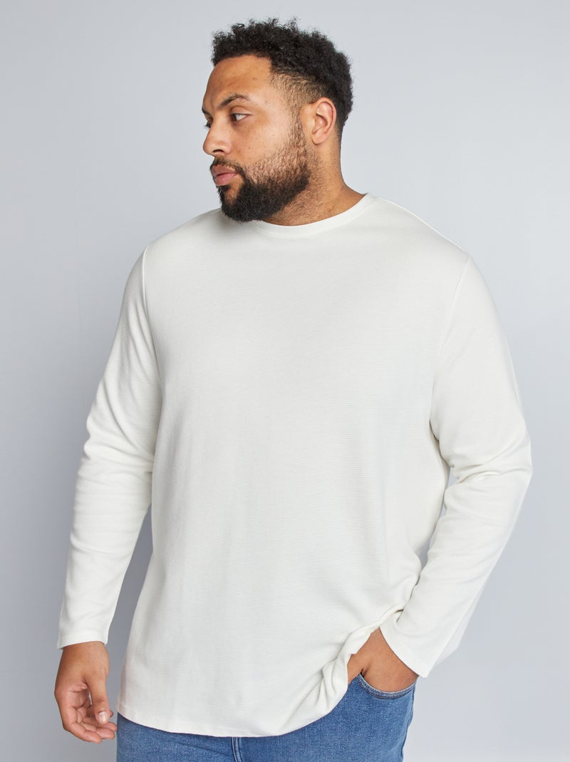 T-shirt em jersey canelada Branco - Kiabi