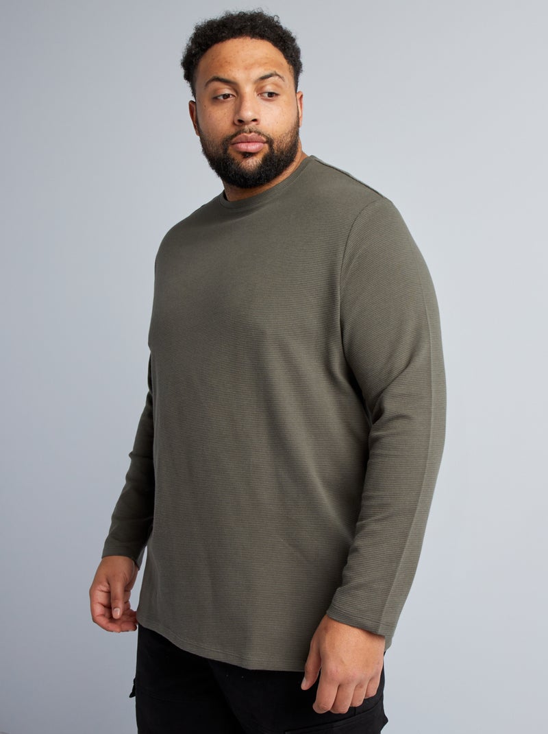 T-shirt em jersey canelada CAQUI - Kiabi