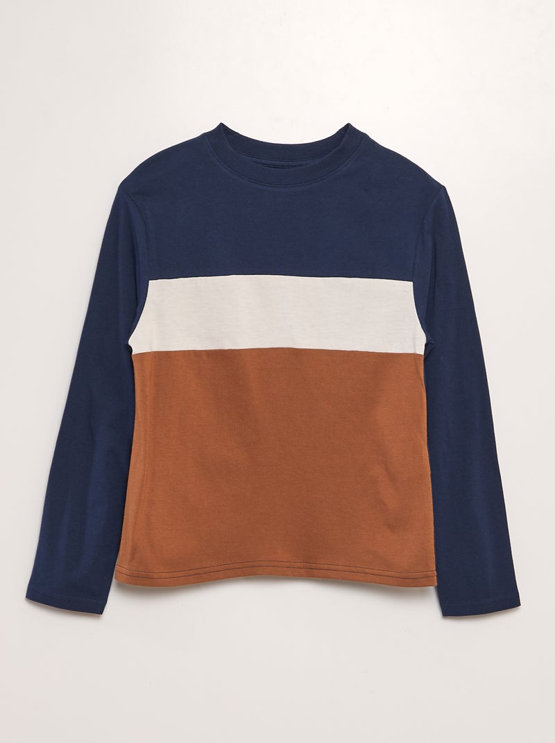 T-shirt em jersey color block CASTANHO - Kiabi