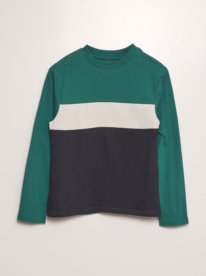 T-shirt em jersey color block VERDE - Kiabi