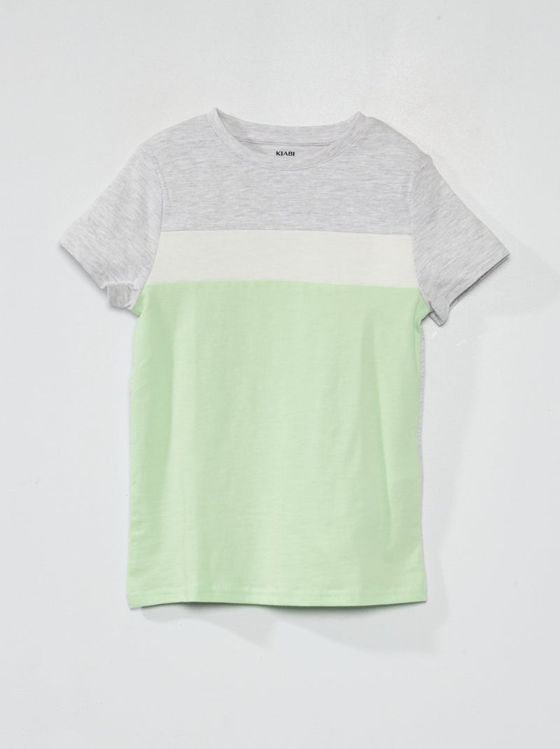 T-shirt em jersey color-block VERDE - Kiabi