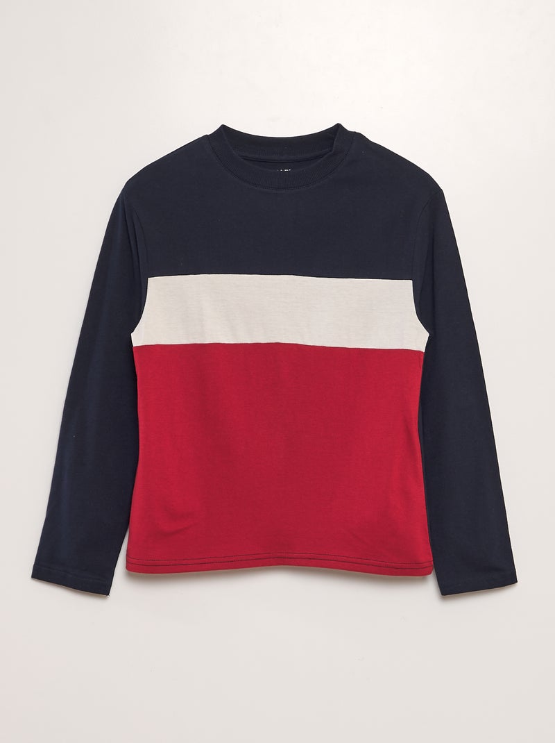 T-shirt em jersey color block VERMELHO - Kiabi