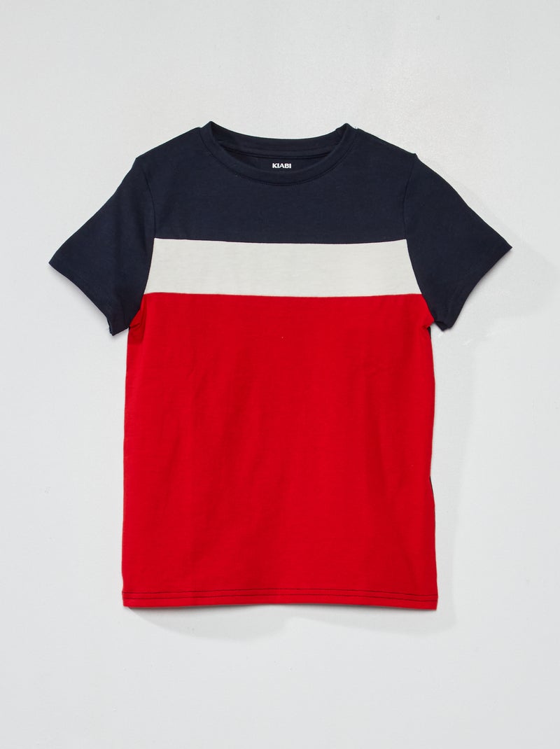 T-shirt em jersey color-block VERMELHO - Kiabi