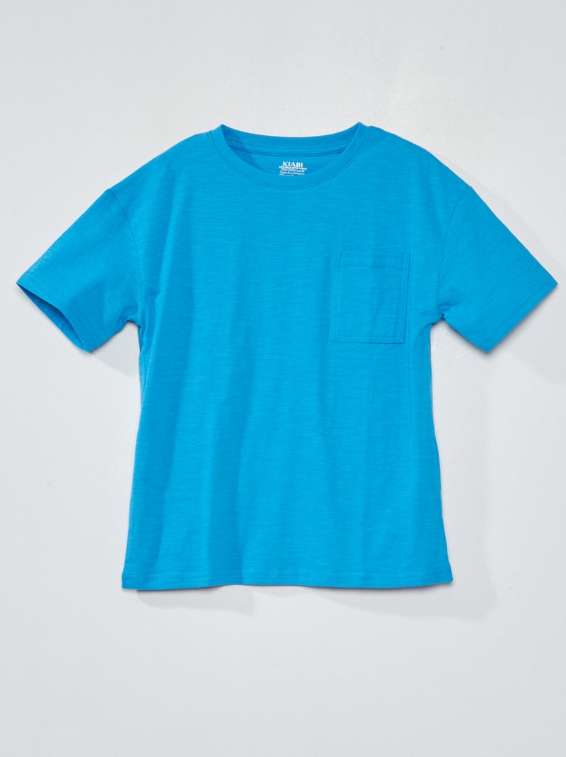 T-shirt em jersey com bolso Azul - Kiabi