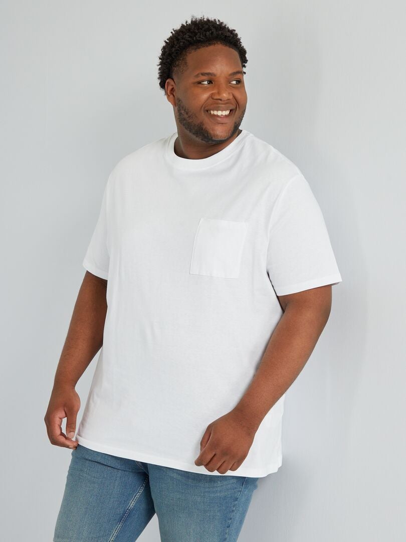 T-shirt em jersey com bolso Branco - Kiabi