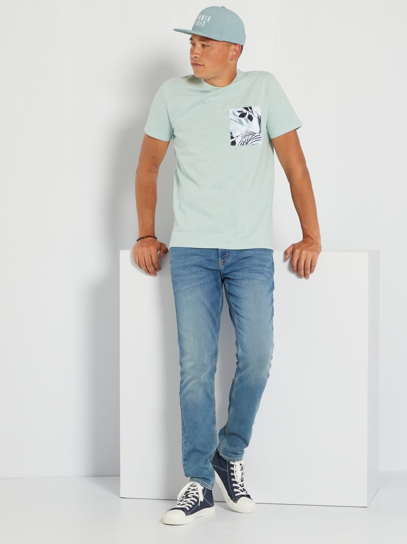 T-shirt em jersey com bolso de fantasia AZUL - Kiabi