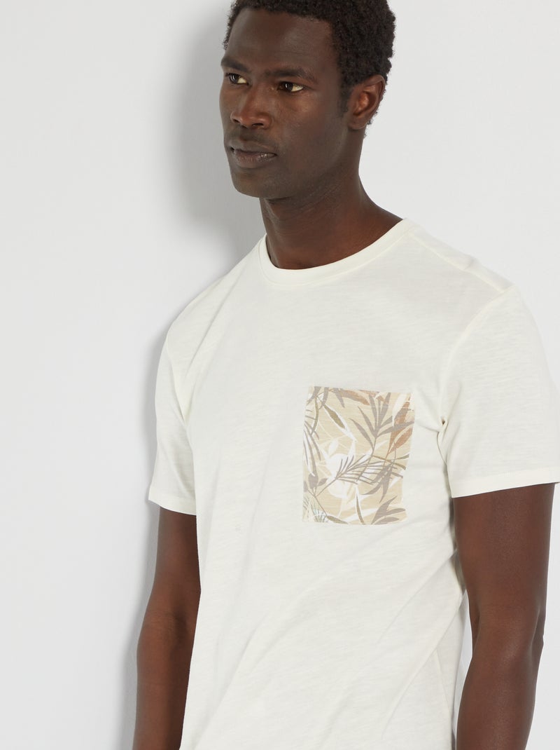 T-shirt em jersey com bolso de fantasia BRANCO - Kiabi