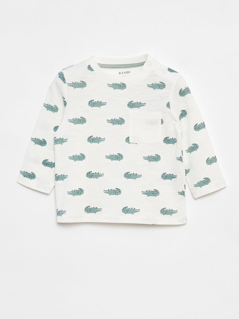 T-shirt em jersey com bolso frontal Branco - Kiabi