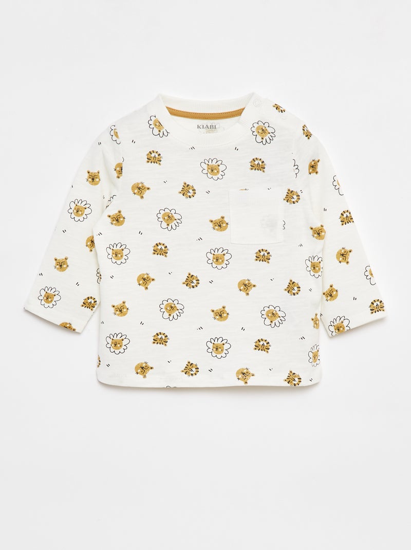 T-shirt em jersey com bolso frontal Branco - Kiabi