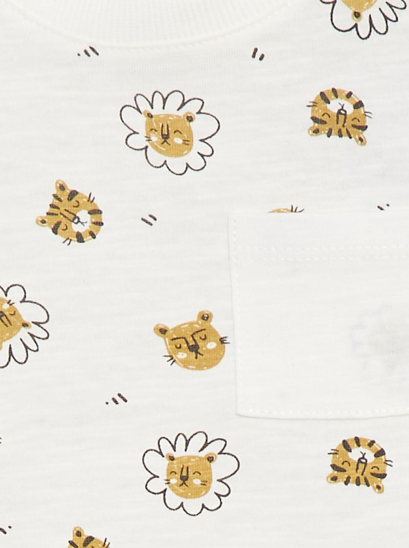 T-shirt em jersey com bolso frontal Branco - Kiabi