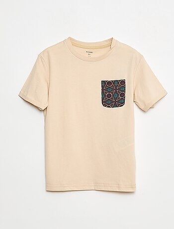 T-shirt em jersey com bolso no peito com padrão