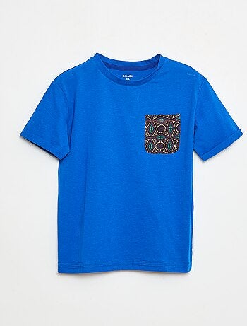 T-shirt em jersey com bolso no peito com padrão