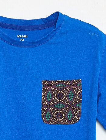 T-shirt em jersey com bolso no peito com padrão