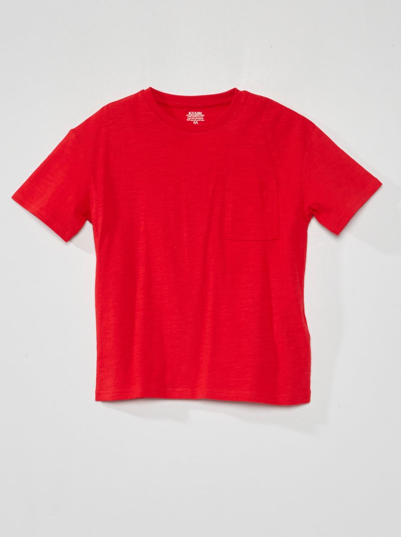T-shirt em jersey com bolso Vermelho Brilhante - Kiabi
