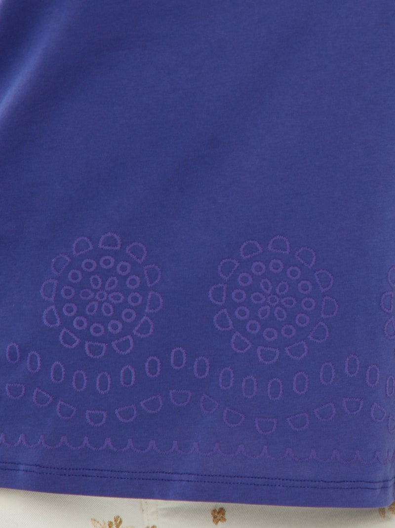 T-shirt em jersey com bordado na base Azul - Kiabi