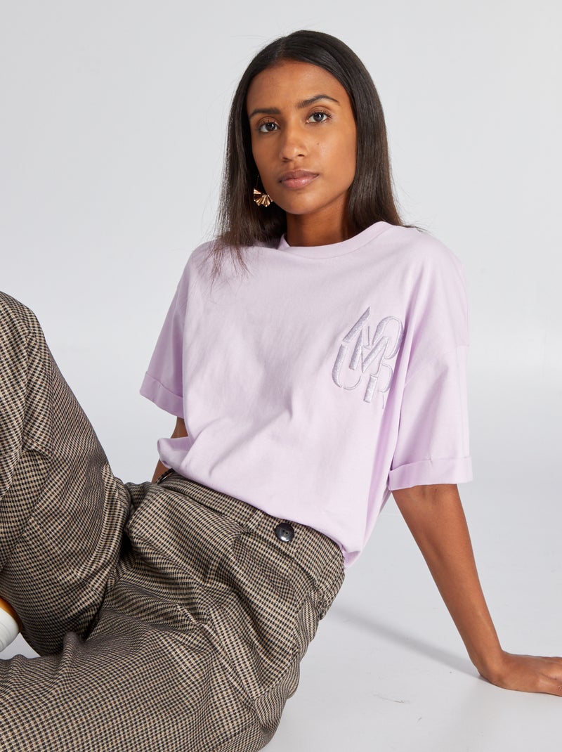 T-shirt em jersey com bordado VIOLETA - Kiabi