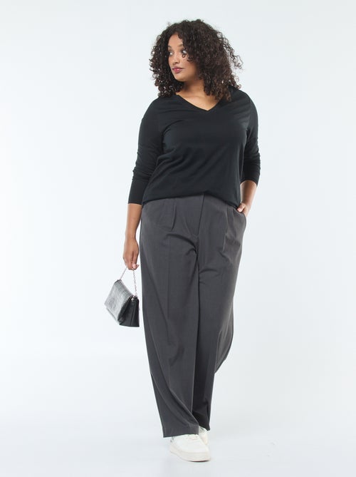 T-shirt em jersey com decote em V e mangas compridas - Kiabi