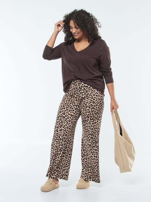 T-shirt em jersey com decote em V e mangas curtas - Kiabi