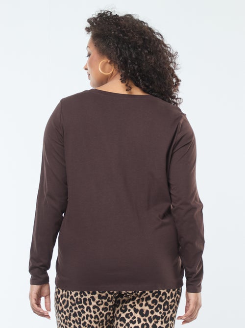 T-shirt em jersey com decote em V e mangas curtas - Kiabi