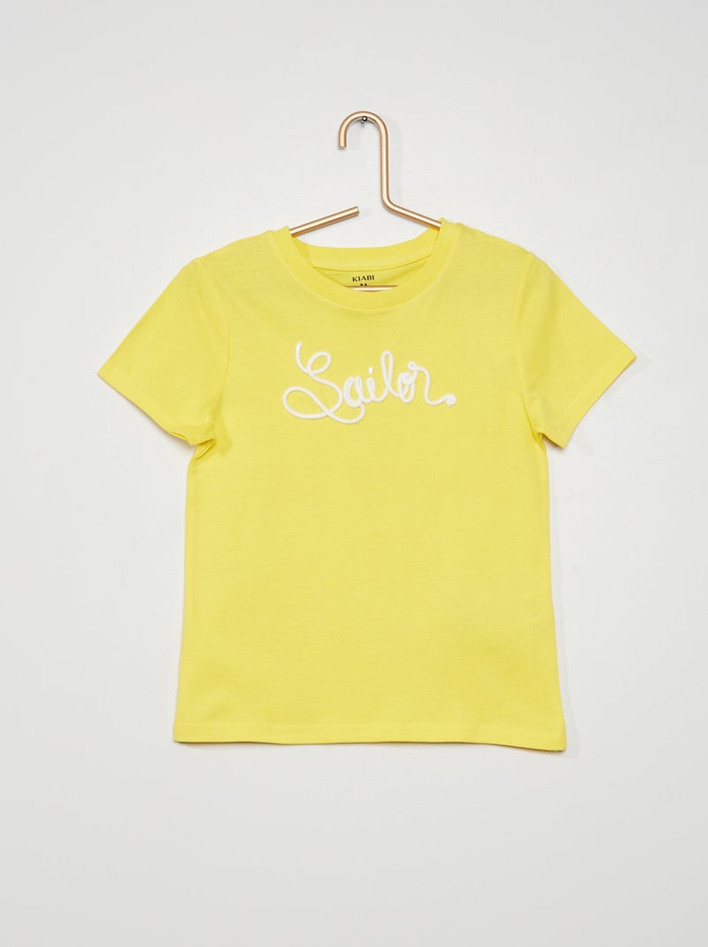 T-shirt em jersey com desenho em corda AMARELO - Kiabi