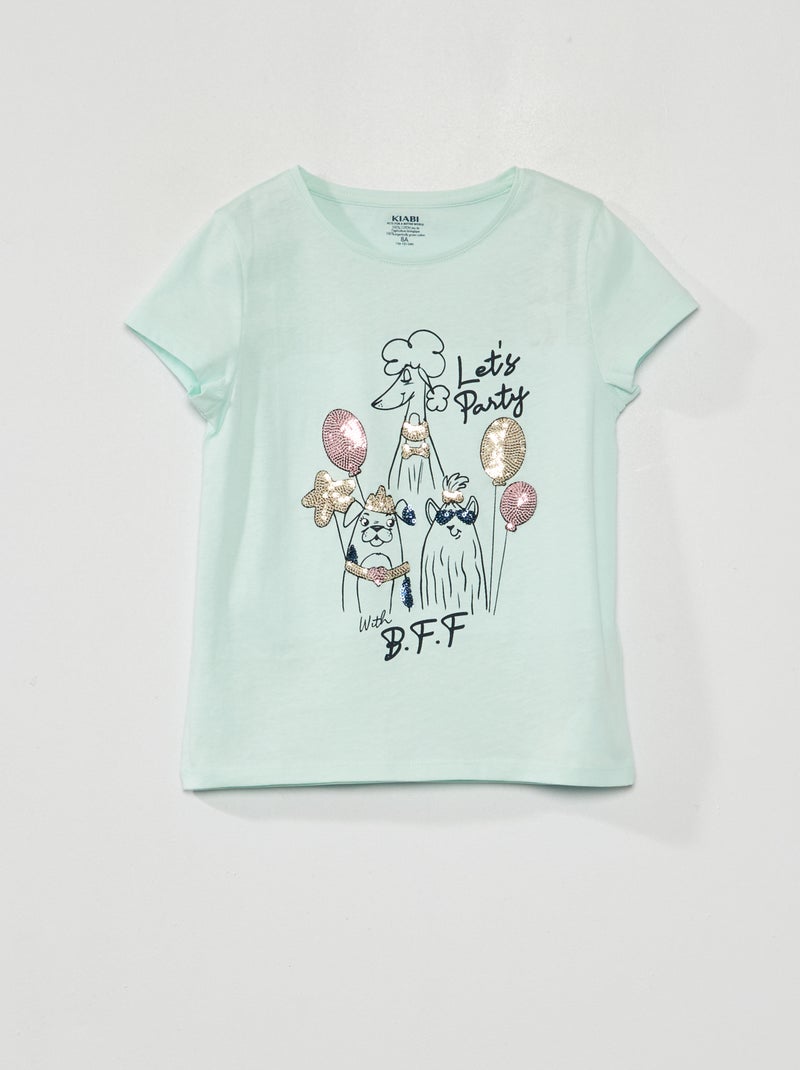 T-shirt em jersey com desenho lúdico AZUL - Kiabi