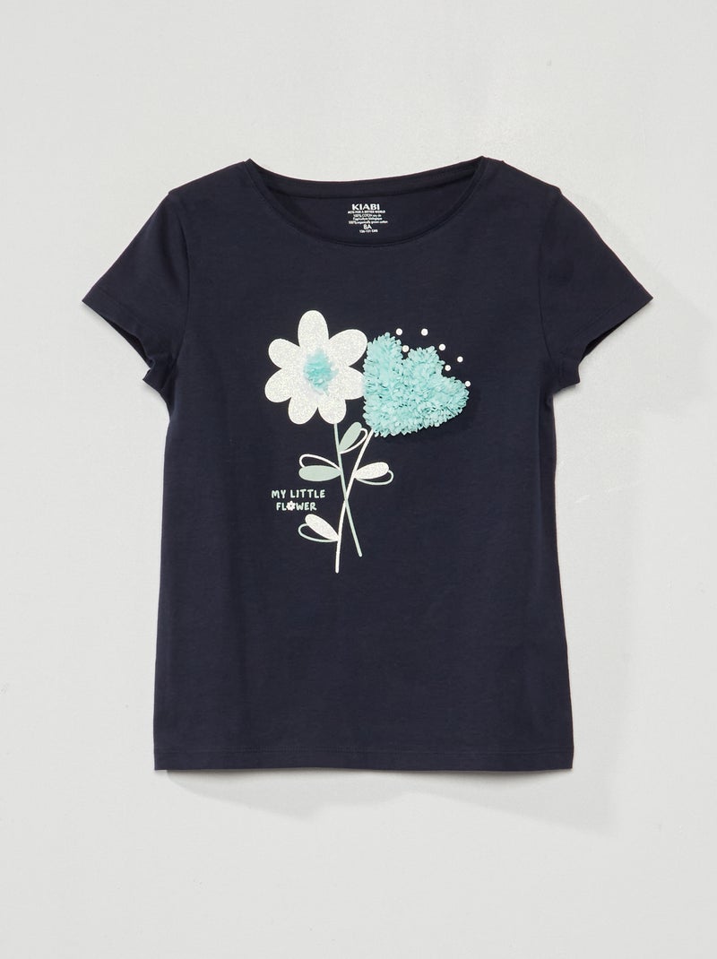 T-shirt em jersey com desenho lúdico AZUL - Kiabi