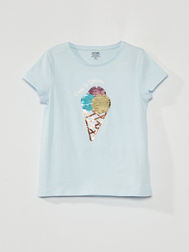 T-shirt em jersey com desenho lúdico AZUL - Kiabi