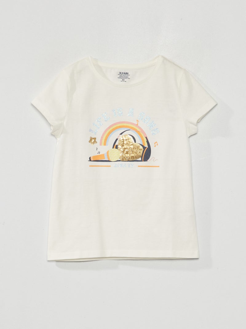 T-shirt em jersey com desenho lúdico BRANCO - Kiabi