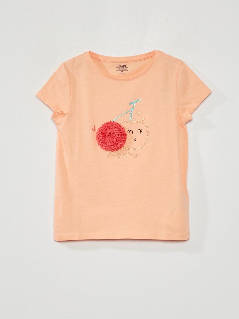 T-shirt em jersey com desenho lúdico LARANJA - Kiabi