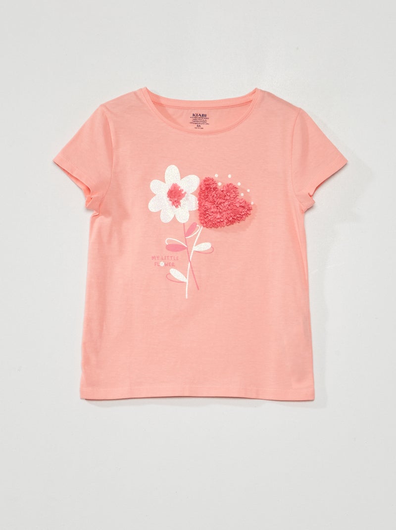 T-shirt em jersey com desenho lúdico ROSA - Kiabi