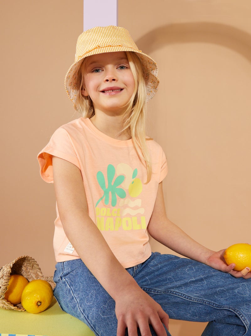 T-shirt em jersey com dobra na manga LARANJA - Kiabi