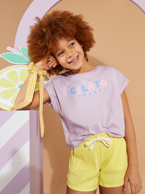 T-shirt em jersey com dobra na manga - Kiabi