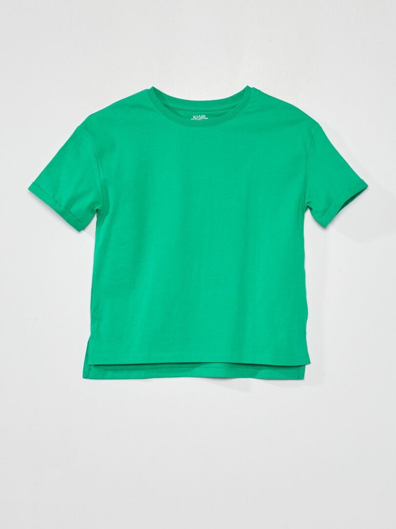 T-shirt em jersey com dobra Verde - Kiabi