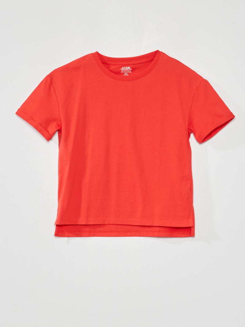 T-shirt em jersey com dobra Vermelho - Kiabi