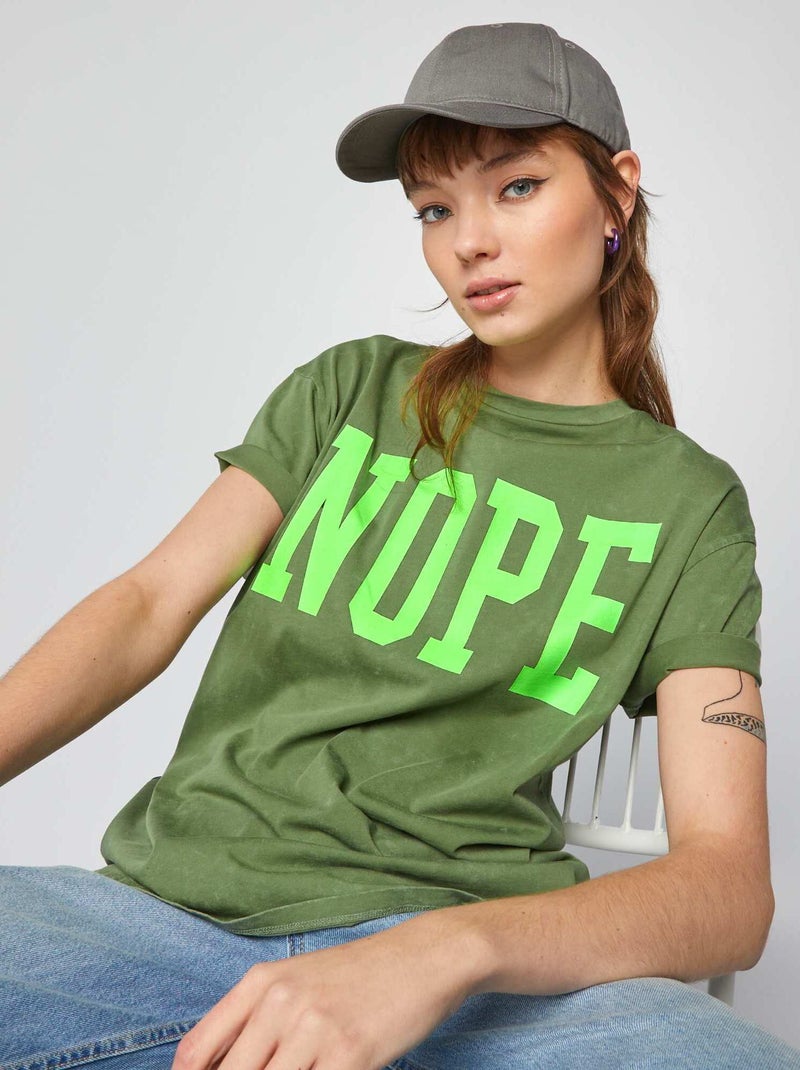 T-shirt em jersey com efeito deslavado CAQUI - Kiabi