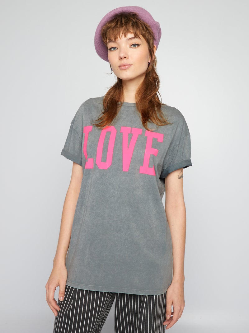 T-shirt em jersey com efeito deslavado CINZA - Kiabi