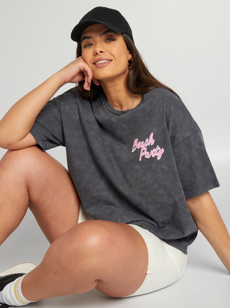 T-shirt em jersey com efeito deslavado CINZA - Kiabi