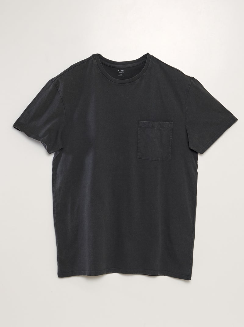 T-shirt em jersey com efeito deslavado PRETO - Kiabi