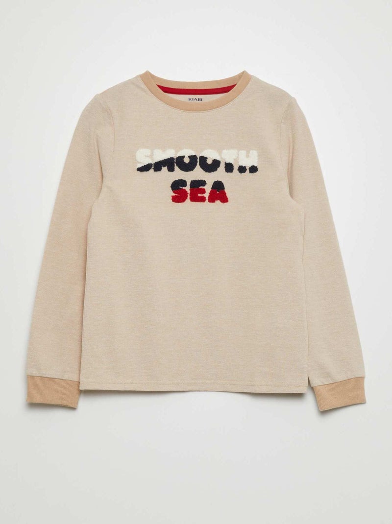 T-shirt em jersey com estampa em borboto BEGE - Kiabi