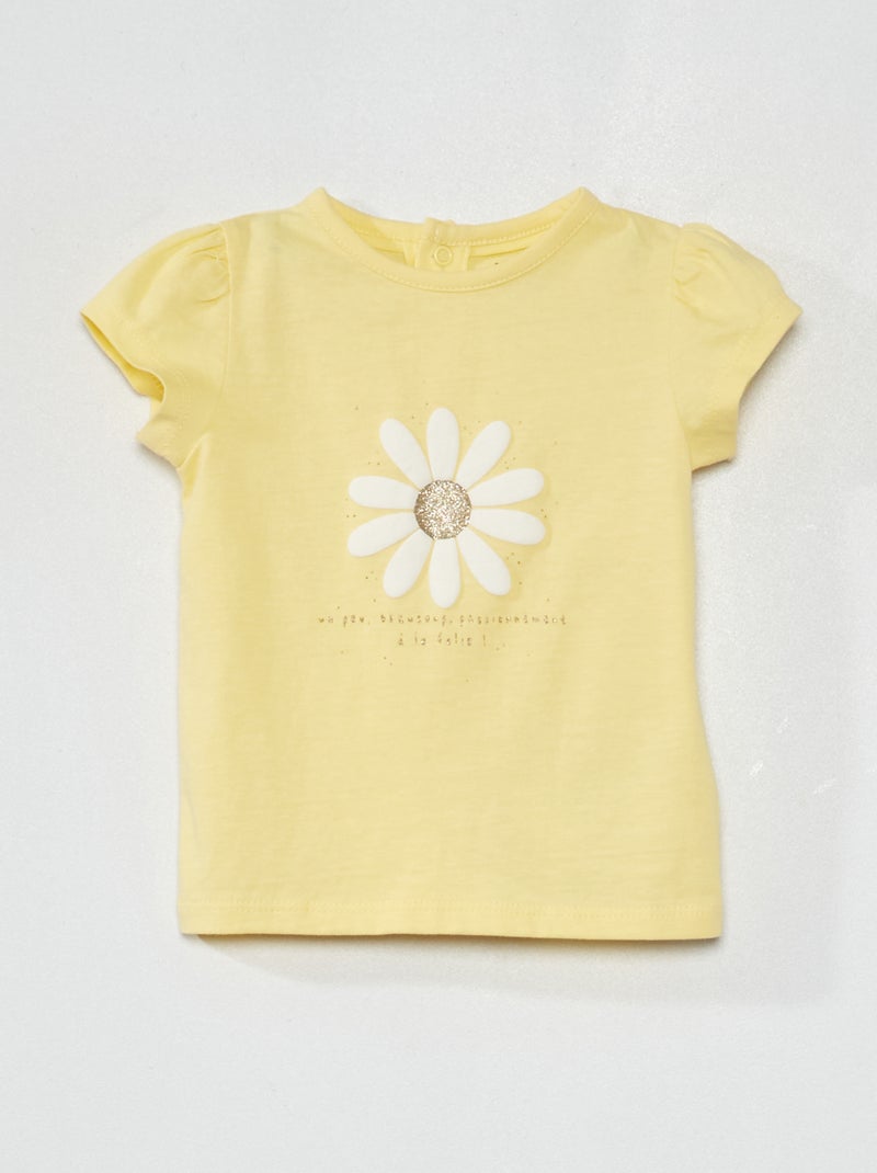 T-shirt em jersey com estampado AMARELO - Kiabi