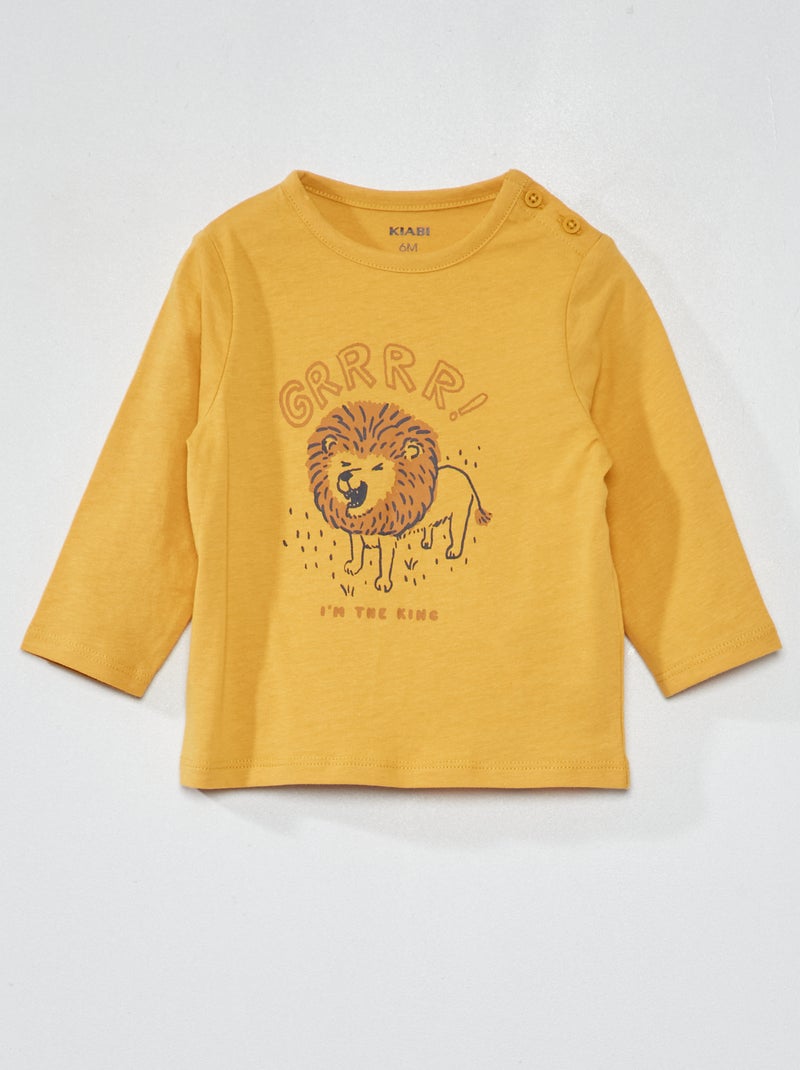 T-shirt em jersey com estampado AMARELO - Kiabi