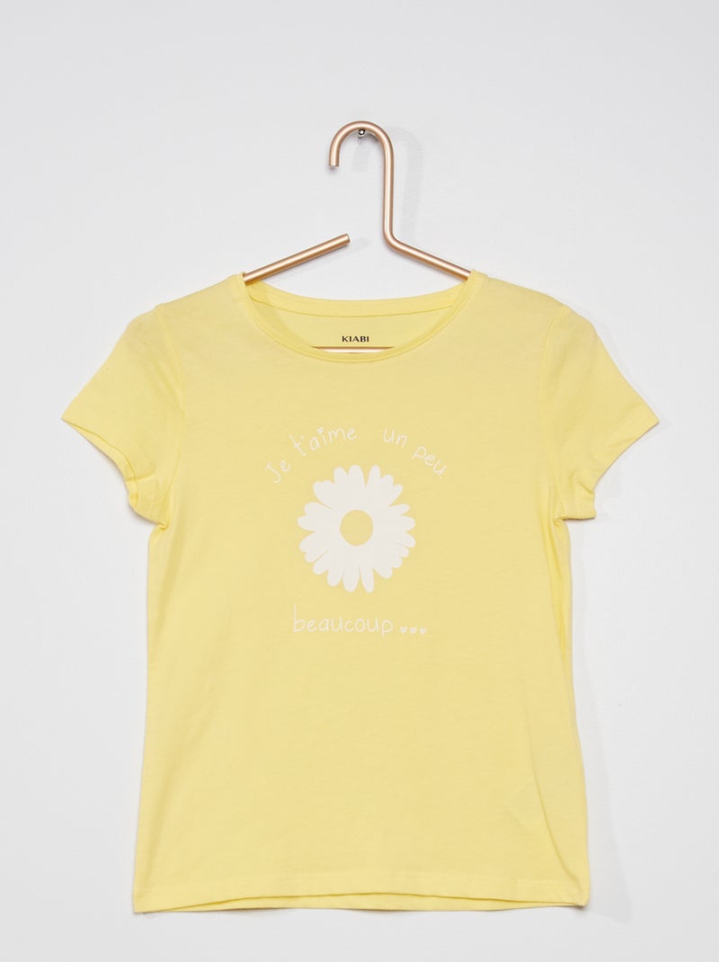 T-shirt em jersey com estampado AMARELO - Kiabi