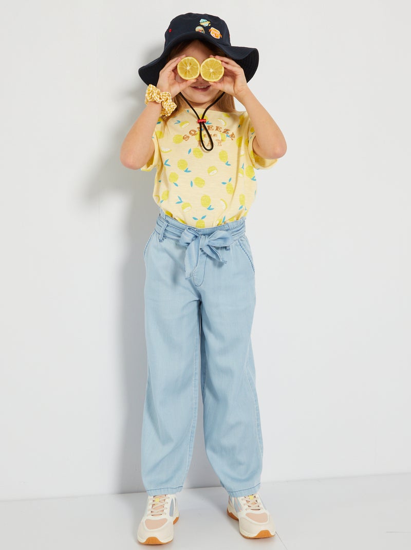 T-shirt em jersey com estampado AMARELO - Kiabi