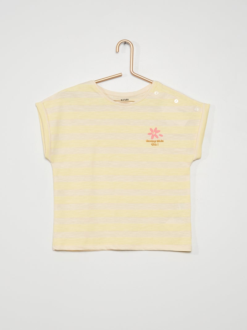 T-shirt em jersey com estampado AMARELO - Kiabi