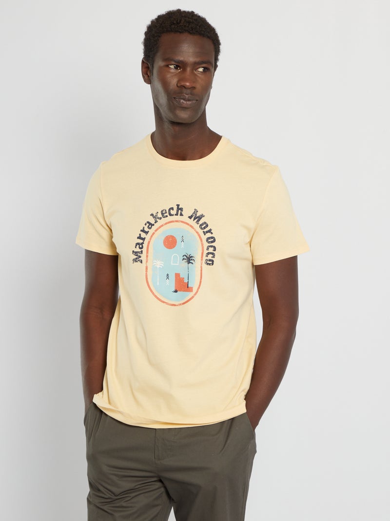 T-shirt em jersey com estampado AMARELO - Kiabi