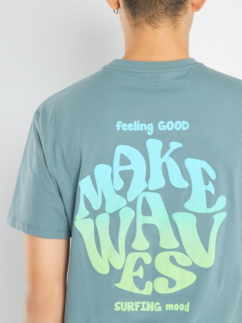 T-shirt em jersey com estampado atrás AZUL - Kiabi